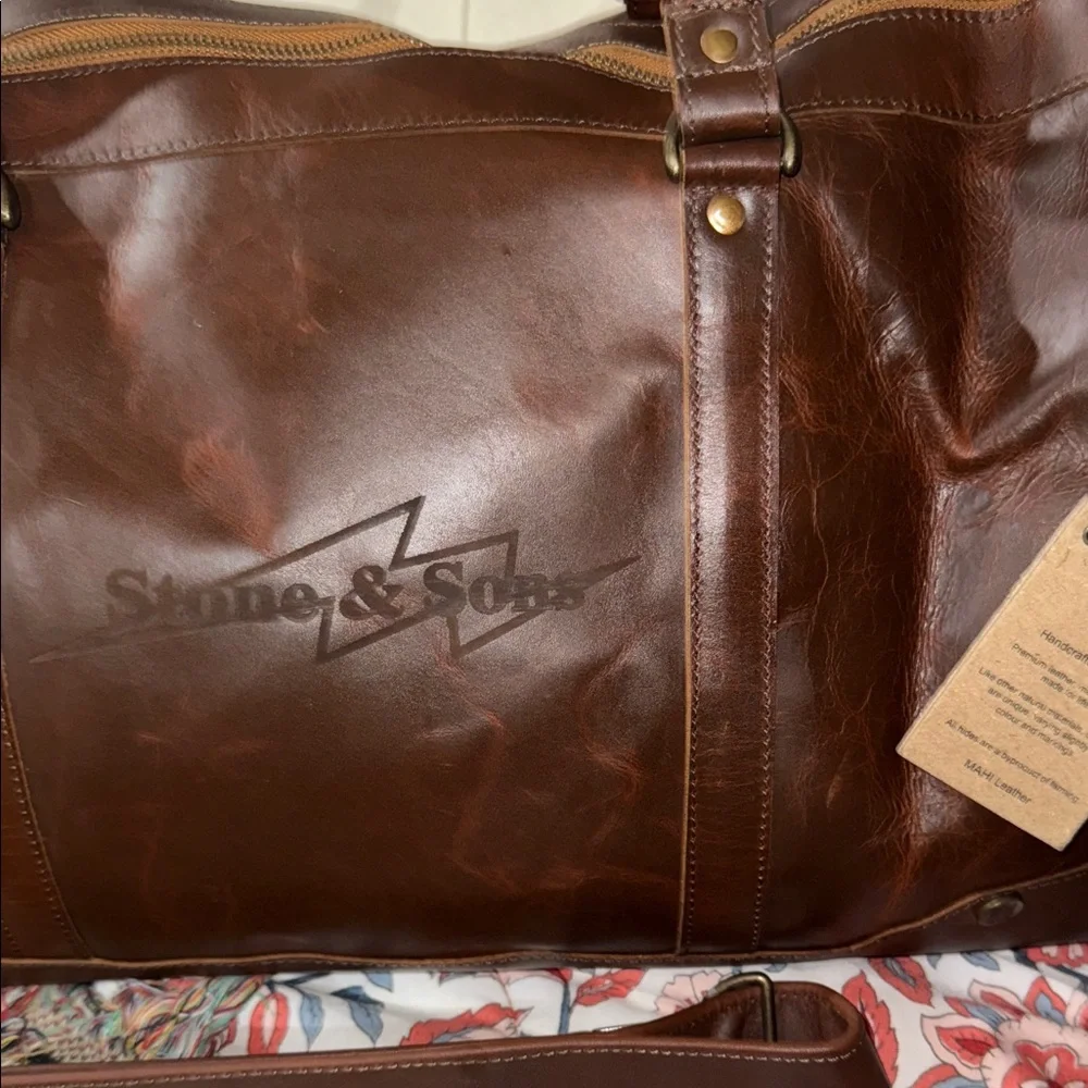 MAHI Leather Weekender Duffle Bag – Brown – NWT